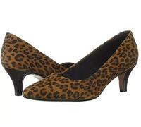 Clarks Linvale Jerica UK 4 Brown Leopard Print Pointed Mid Heel Court Shoes