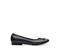 Clarks Loreleigh Rae Leather Bow Front Ballerina - Black, Black, Size 4, Women Black