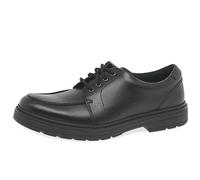 Clarks Loxham Pace Youth Leather Shoes in Black Standard Fit Size 3