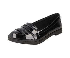 Clarks LoxhamBrogueY Childrens Black Pat, 3.5