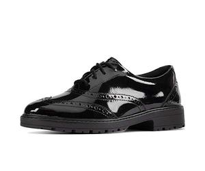 Clarks LoxhamBrogueY Childrens Black Pat, 5