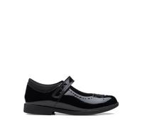 Clarks Magic Step Bar Kid Patent Shoes in Black Patent Wide Fit Size 11.5