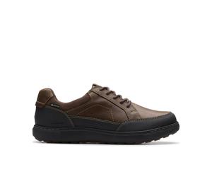 Clarks Mapstone Lo Gore-Tex Dark Brown Leather Trainers Brown 6.5-Standard Fit