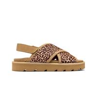 Clarks Meare Cross Leopard Print Flat Sandals In Brown Brown