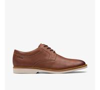 Clarks Mens Atticus LTLace Dark Tan Lea Shoes - Brown - Size UK 9