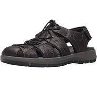 CLARKS Men's Brixby Cove Fisherman Sandal, Black Leather, 10 M US