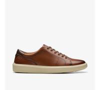Clarks Mens Brodin Lace Dark Tan Leather Trainers Leather Casual