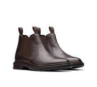 Clarks Men's Burchill Up Chelsea Boot, Dark Brown Leather, 7.5 UK