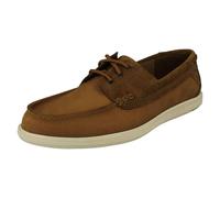 Clarks Mens Clarks Relaxed Style Lace Up Deck Shoes Bratton Boat - Dark Tan - UK 7