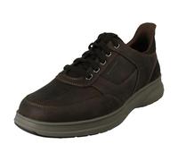 Clarks Men's Mullan Easy Dark Brown Leather Trainers, Lace Up | Size: 8/Wide Fit