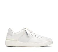 Clarks Men's Courtlite Tie Trainers, White Leather, 9 UK