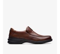 Clarks Mens Gessler Step Dark Tan Leather Slip Ons,Loafers Leather Smart