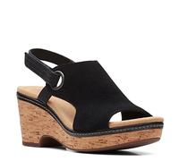 Clarks Men's Giselle Sea Wedge Sandal, Black Suede, 8 UK