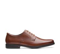 Clarks Men's Howard Walk Dark Tan Leather Lace Up, Derby Shoes in Brown | Size: 10/Wide Fit