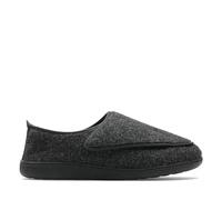 Clarks Mens King Riptape Slipper Dark Grey Felt Slip Ons,Slippers