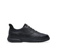 Clarks Men's Mullan Easy Black Leather Lace Up, Trainers | Size: 7.5-Wide Fit Clarks Black 7.5-Wide Fit