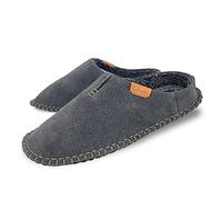 Clarks Mens Open Back Suede Leather Slipper With Heavy Stitching - Plush Sherpa Lining - Indoor Outdoor House Slippers For Men (11 M US, Grey)