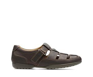 Clarks Men's Recline Open Sandals - Brown Braun/Mahogany Leather, 9 UK