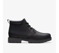 Clarks Mens Rossdale Mid Black Leather Ankle Boots,Lace Up Leather Casual