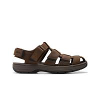 Clarks Mens Saltway Cove Dark Brown Leather Flat Sandals