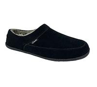 Clarks Mens Slipper Perforated Suede Leather Upper JMS0721 - Warm Plush Sherpa Lining - Indoor Outdoor House Slippers For Men (10 M US, Black)