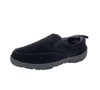 Clarks Mens Slipper with Suede Leather Upper SAB30194A - Closed Back with Double Gore and Removable Insole - Indoor Outdoor House Slippers For Men (8 M US, Black)