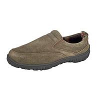 Clarks Mens Slipper with Suede Leather Upper SAB30194A - Closed Back with Double Gore and Removable Insole - Indoor Outdoor House Slippers For Men, Sage, 9 UK