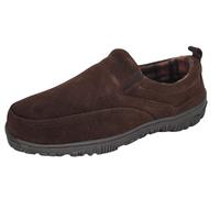 Clarks Mens Slipper with Suede Leather Upper SAB30194A - Closed Back with Double Gore and Removable Insole - Indoor Outdoor House Slippers For Men, Dark Brown, 10 UK