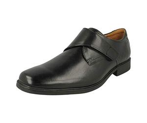 Clarks Mens Smart Hook and Loop Fastening Shoes Tilden Strap - Black Leather - UK Size 9.5G - EU Size 44 - US Size 10.5M