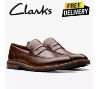 Clarks Mens UK 6.5 Aldwin Step Loafer Mid Tan Leather Loafers Slip Ons EU 40