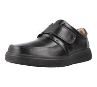 Clarks Mens Un Abode Strap Loafer Black Leather Loafers,Riptape