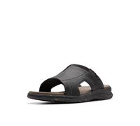 Clarks Men's Walkford Band Slide Sandal, Black Leather, 7 UK