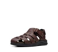 Clarks Men's Walkford Fish Flat Sandal, Brown Tumbled Leather, 9 UK