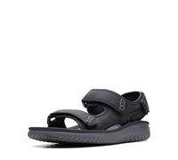 Clarks Men's Wesley Bay Flat Sandal, Black Synthetic, 12 UK