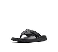 Clarks Men's Wesley Sun Flip-Flop, Black Leather, 6 UK