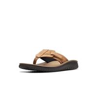 Clarks Men's Wesley Sun Flip-Flop, Tan Leather, 14 UK