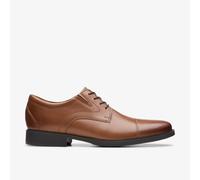 Clarks Mens Whiddon Cap Dark Tan Leather Derby Shoes Leather Smart