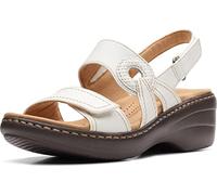 Clarks Merliah Opal Heeled Sandal, White Leather, 10 Medium