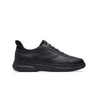 Clarks Men's Mullan Easy Black Leather Lace Up, Trainers | Size: 7.5-Wide Fit Clarks Black 7.5-Wide Fit