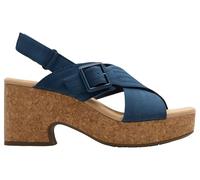 Clarks for woman. 26181793 Nerisa West navy leather sandals (36), 5 to 8 cm, Buckle, Velcro, Casual