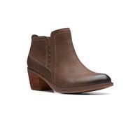 Clarks Neva Lo Dark Tan Leather Boots Black