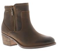 Clarks Neva Zip Womens Brown Leather Ankle Boots, Size: 7.5