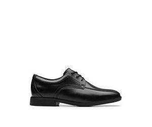 Clarks Older Jonwin Loop Leather Shoe, Black, Size 6 Older Black