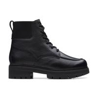 Clarks Orianna Mid Black Warmlined Leather Ankle Boots,lace Up Black
