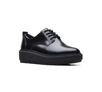 Clarks OriannaW Derby Black Leather Shoes Leopard