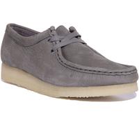 Clarks Originals Wallabee Leather Moccasin Womens Flat Shoes In Grey UK 4 - 8
