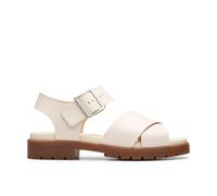 Clarks Orinoco Cross Cream Leather Flat Sandals In White White 3-Wide Fit