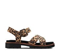 Clarks Orinoco Strap Leather Sandals In Leopard Print Standard Fit Size 4