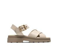 Clarks Orinoco3 Cross Cream Leather Flat Sandals Cream