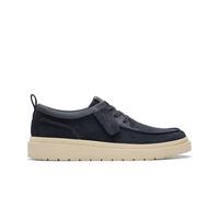 Clarks for man. 26180866 Polden Moc leather shoes navy (45), Flat, Suede, Laces, Casual